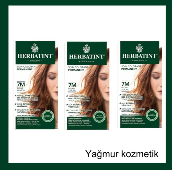 Herbatint 7M Blond Acajou Kızıl Kestane Saç Boyası  3Lİ