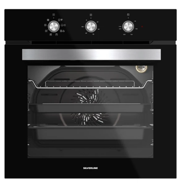 Silverline BO6503B01 - CS5349B01 - 3420 Classy 60 - MW9018B01 Siyah Cam Ankastre Set - 4