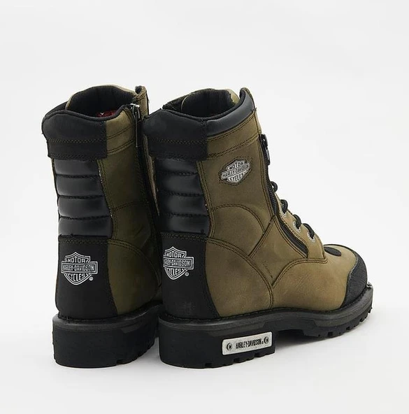 Harley Davidson Riddick Erkek Yeşil Haki Deri Bot - Resim 4