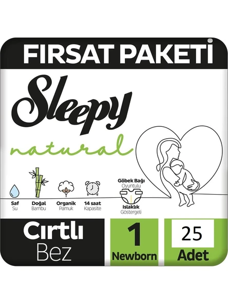 Sleepy Natural 1 Numara Yenidoğan 25'li Bebek Bezi - Resim 1