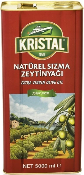 Kristal Zeytinyağı 5LT Natürel Sızma Soğuk Sıkım (Teneke)