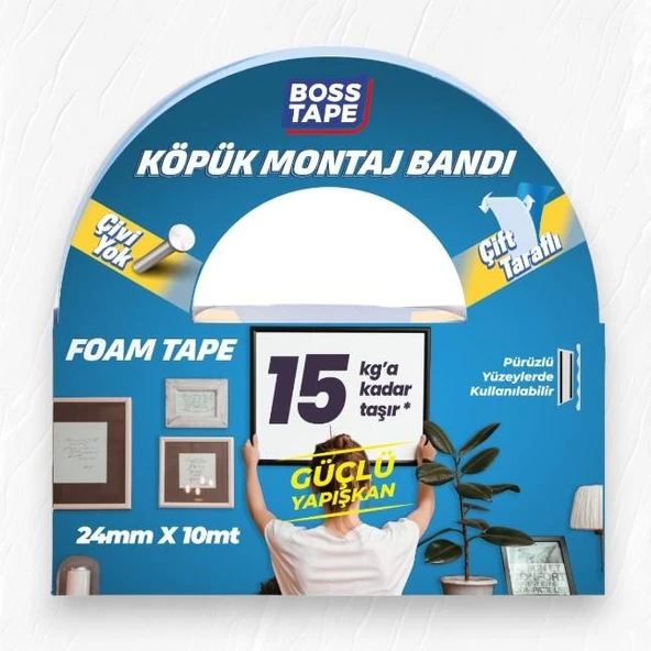 Boss Tape Çift Taraflı Köpük Aksesuar Montaj Bandı 24mmx10m