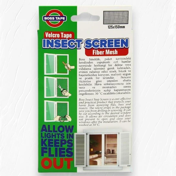 Boss Tape Pencere Cam Sineklik 125x150cm Cırt Bantlı - 3