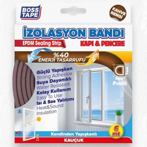 Boss Tape Kapı Pencere İzolasyon Fitili 9mm-6mt Kahverengi