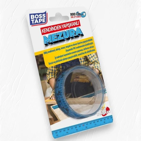 Boss Tape Kendinden Yapışkanlı İp Takviyeli Mezura - 100cm - 3