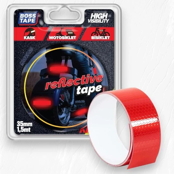 Boss Tape Reflektif Petekli Kedi Gözü Bant 35mm-1,5mt Kırmızı - 4