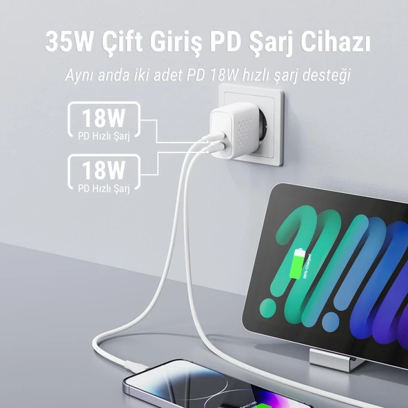 VOLTME V2108 Revo Beyaz 35W CC GaN Şarj Aleti - 2