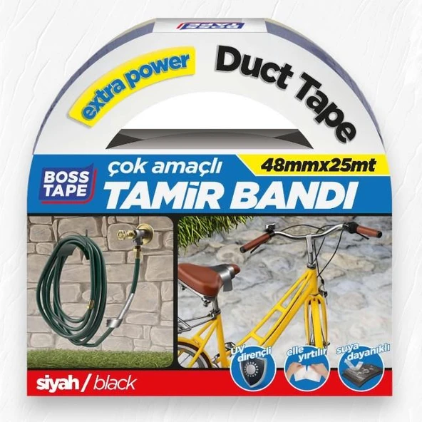 Boss Tape Duct Tape Tamir Bandı Siyah 48mmx25mt