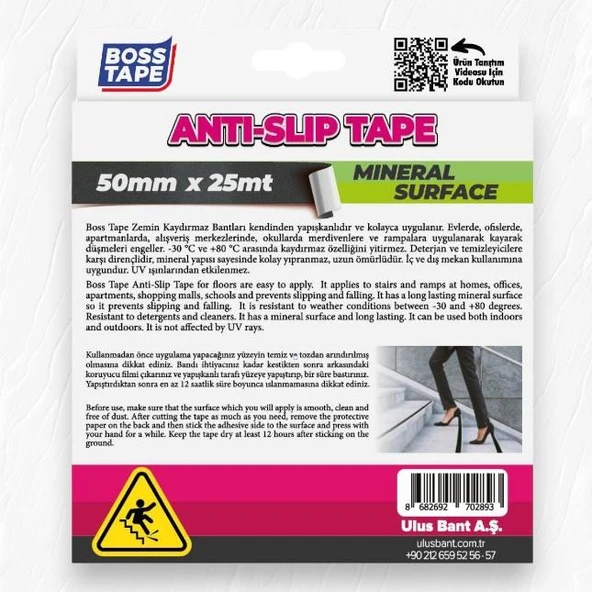 Boss Tape Zemin Merdiven Kaydırmaz Bant 50mmx25mt Siyah - 5