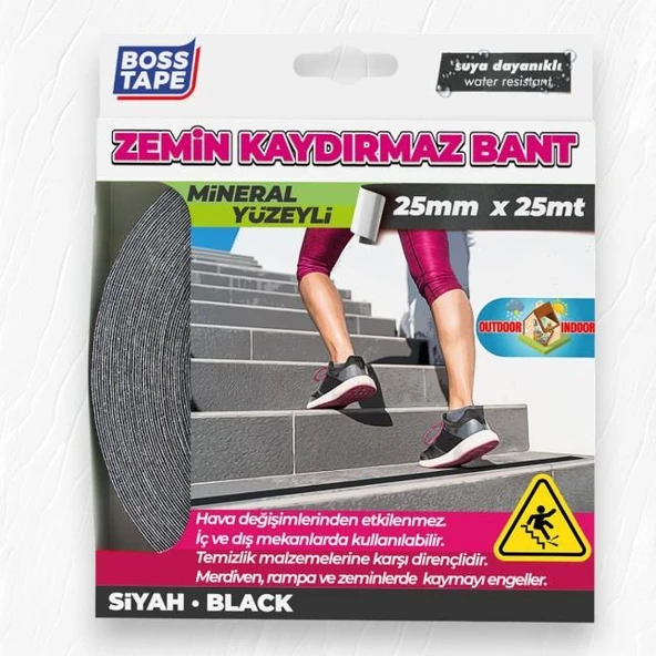 Boss Tape Zemin Merdiven Kaydırmaz Bant 25mmx25mt Siyah