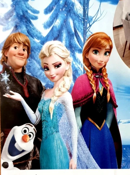 FROZEN BASKILI MASA VE ÇOCUK OYUN ÖRTÜSÜ (150*180 cm) - Resim 3