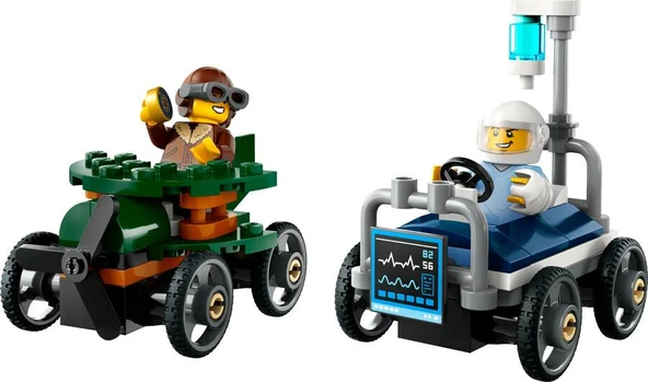 LEGO City 60459 Airplane vs. Hospital Bed Race Car Pack - 3