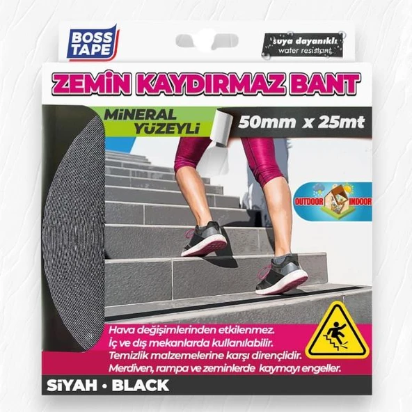 Boss Tape Zemin Merdiven Kaydırmaz Bant 50mmx25mt Siyah