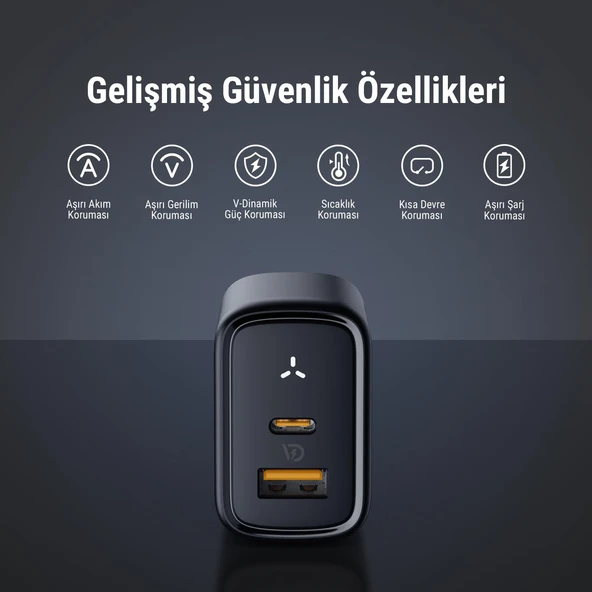 VOLTME V2109 Revo Siyah 35W CA GaN Şarj Aleti - 3
