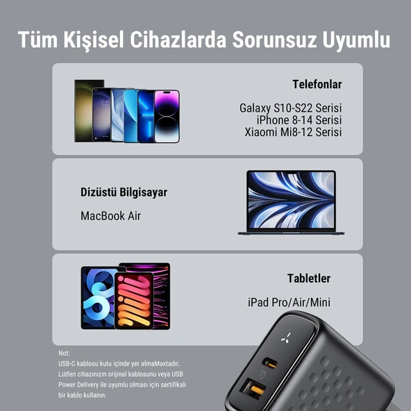 VOLTME V2109 Revo Siyah 35W CA GaN Şarj Aleti - 6