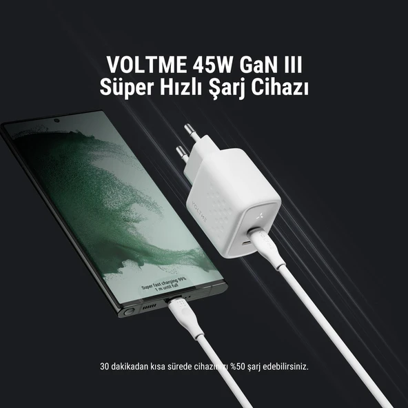 VOLTME V2112 Revo Beyaz 45W CC GaN Şarj Aleti - 4
