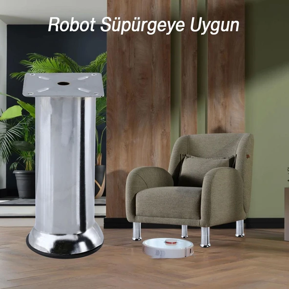 Mobilya Ayak Krom Baza Koltuk Kanepe Yatak Çekyat Destek Ayağı 15 cm Metal Yükseltici Ayakları - Resim 7