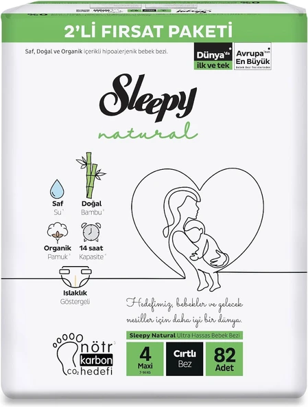 Sleepy Natural No:4 Maxi 82 Adet Bebek Bezi