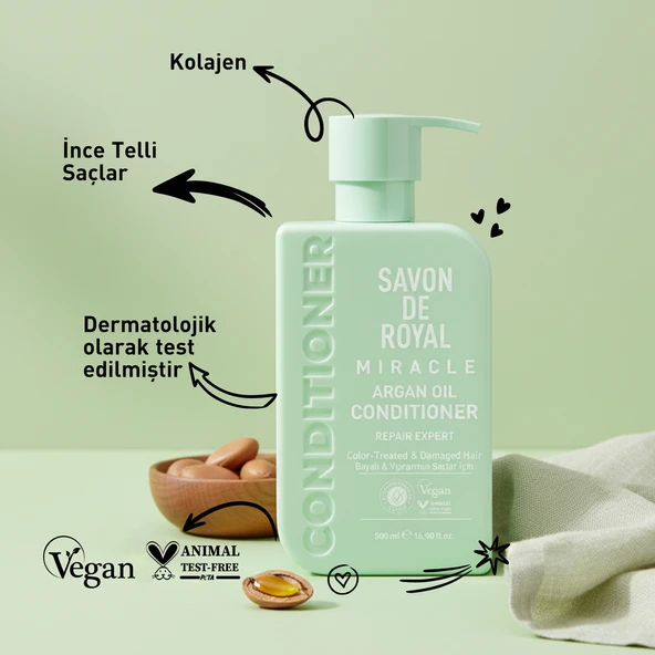 Savon De Royal - Argan Yağı İçeren - Boyalı & Yıpranmış Saçlar İçin Onarım Uzmanı Saç Kremi 500 ml ürün görseli