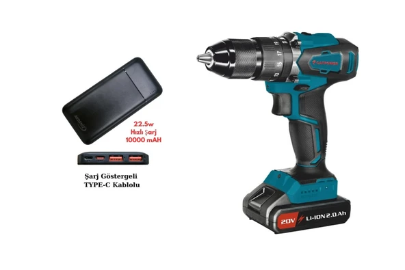 Catpower 4110 Li-ion Kömürsüz Akülü Darbeli Vidalama Makinesi+Akdeniz Taşınabilir Şarj Cihazı (Model: S125Q) ürün görseli