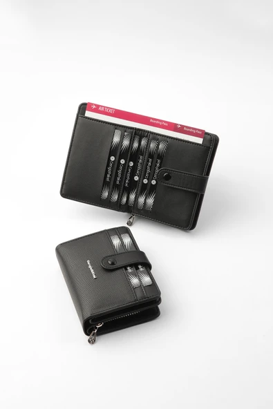 CENGİZ PAKEL Cengiz Pakel Kadın Mini Boy Çıt Çıt Detaylı Cüzdan – 65315M - Siyah