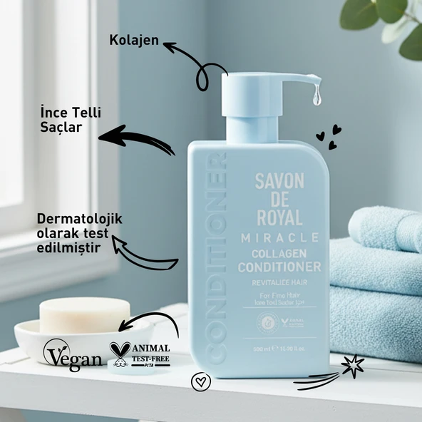 Savon De Royal - Kolajen İçeren - İnce Telli Saçlar İçin Canlandırıcı Etkili Saç Kremi 500 ml - 3