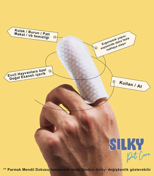 Silky - Evcil Hayvanlar için Parmak Islak Mendil - Göz / Kulak / Pati / Makat temizliği - 50ad - 3