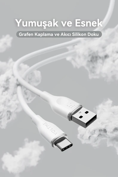 VOLTME C2001 Powerlink Moss 60W USB to Type-C Şarj Kablosu 1M 3A- Beyaz - 6