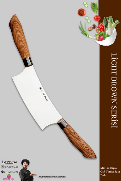 Light Brown Serisi Mutfak Bıçak Börek Pizza Salata Kıyma Bıçağı Çift Tutma Zırh ( Mft-567)
