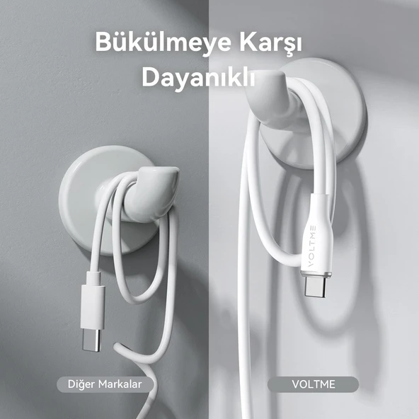 VOLTME C2001 Powerlink Moss 60W USB to Type-C Şarj Kablosu 1M 3A- Beyaz - 4