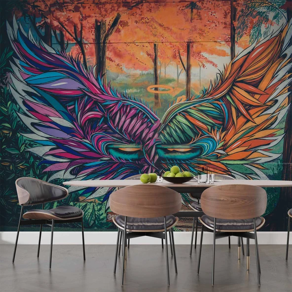 Grafitti Kanat Temalı Duvar Kağıdı - Resim 5