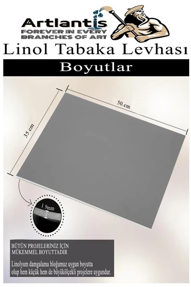 Linol Tabaka Levhası 35x50 cm 2mm Gri 3 Adet Linolyum Tabaka Gri Linol Muşamba Baslı Levha - 2