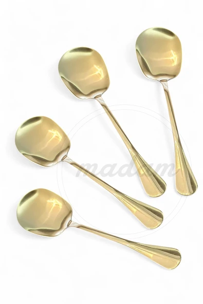 Madamev 4'lü Gold Servis Kaşığı Paslanmaz Çelik Lüx Salata Börek Pasta Fırın Tavuk Patates Servis Kaşığı - 3