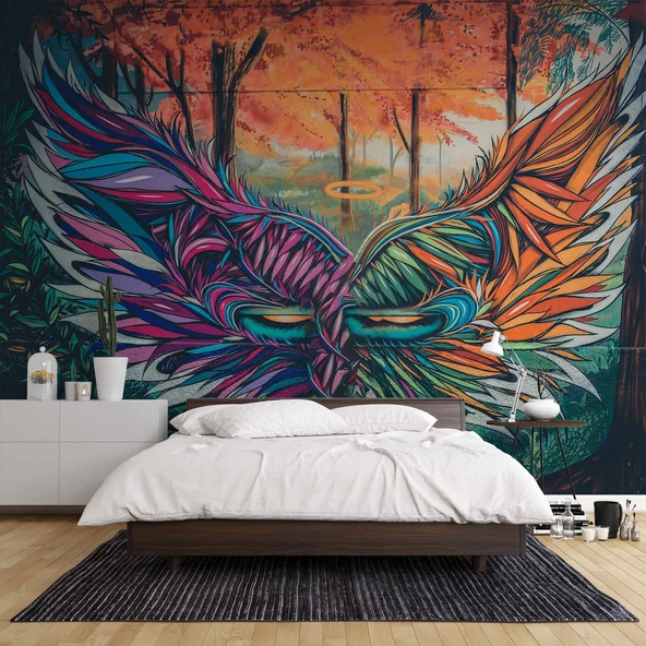 Grafitti Kanat Temalı Duvar Kağıdı - Resim 2