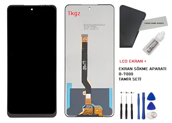Tkgz - Tecno Camon 18P Uyumlu Lcd Ekran Dokunmatik Orijinal + B-7000 + TAMİR SETİ ürün görseli 1