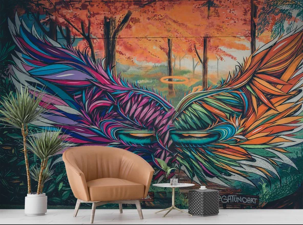 Grafitti Kanat Temalı Duvar Kağıdı - Resim 6