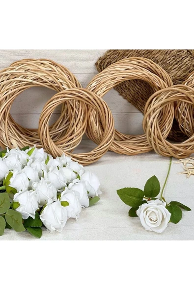 Yapay Gül Dalı 10 ADET Beyaz 50 cm  Kadife Gül sevgililer günü - 4