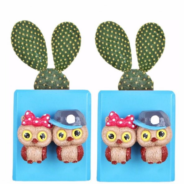 Baykuş Saksı Mavi 2 Li Set