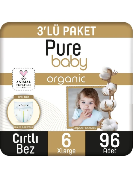 Pure Baby Organic No:6 XLarge 96 Adet Bebek Bezi ürün görseli