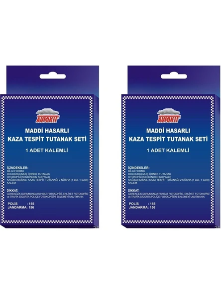 Autokit Kaza Tespit Tutanağı - 2 Adet