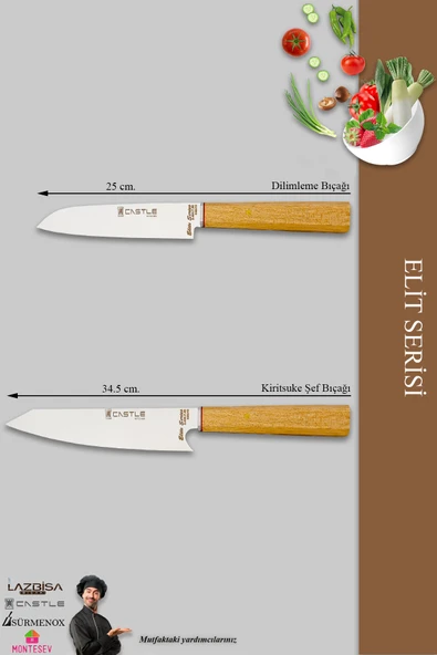 Elit Serisi Mutfak Bıçak Seti Et Balık Ekmek Sebze Kıyma Şef Bıçak Seti 2 Li Set (MFT-7412) - 2