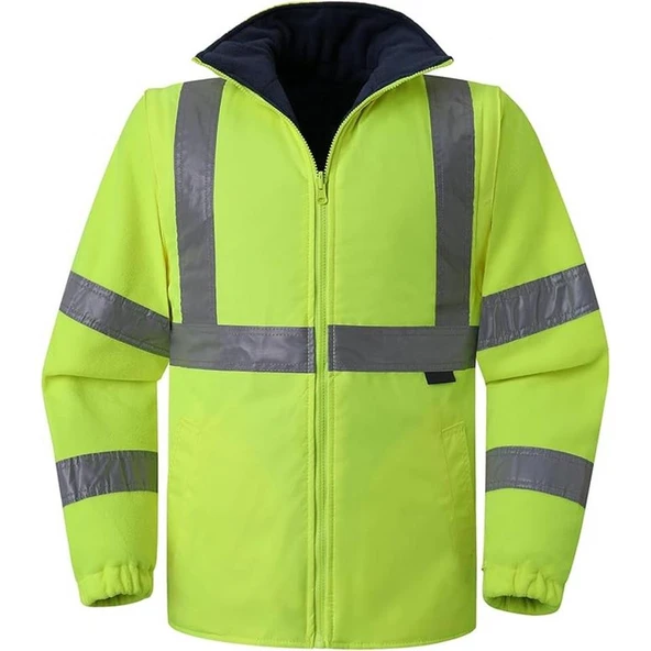 Reflektörlü Oxford Çift Renk 300D Oxford 5+1 Parka Sarı - 4