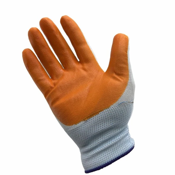 12 Adet L-XXL Genel Maksatlı Nitril Koruyucu İş Eldiveni Sarı - 2