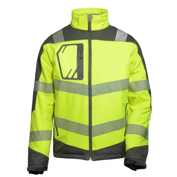 Reflektörlü Su Geçirmez Termal Softshell İş Montu Sarı - 6