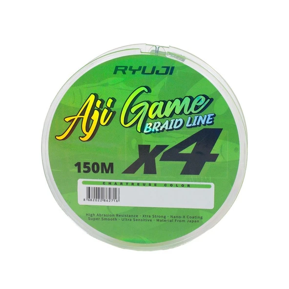 Ryuji Aji Game 150m 4x 4 Kat LRF Örgü İp Misina Chartreuse