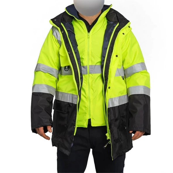Reflektörlü Oxford Çift Renk 300D Oxford 5+1 Parka Sarı - 5