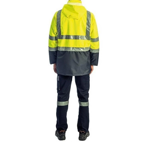 Reflektörlü Oxford Çift Renk 300D Oxford 5+1 Parka Sarı - 9