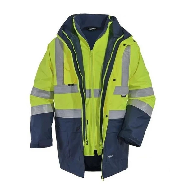 Reflektörlü Oxford Çift Renk 300D Oxford 5+1 Parka Sarı - 7