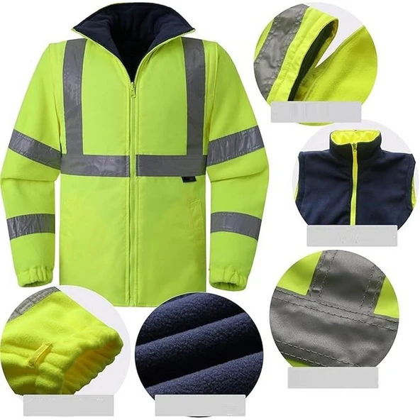 Reflektörlü Oxford Çift Renk 300D Oxford 5+1 Parka Sarı - 2