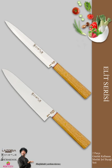 Elit Serisi Mutfak Bıçak Seti Et Tavuk Ekmek Sebze Şef Bıçak Seti 2 Li Set (MFT-42346)